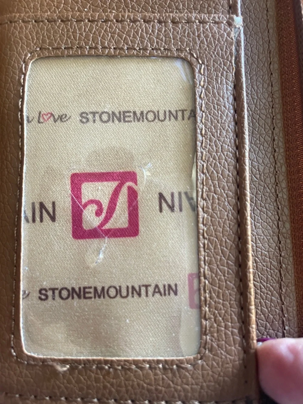 Stone Mountain Black Leather ID Wallet with brass Logo Window